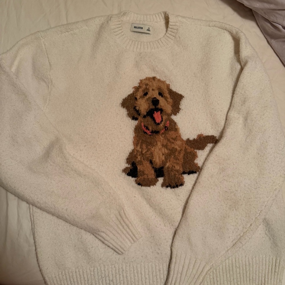 White Sweater with Dog Design